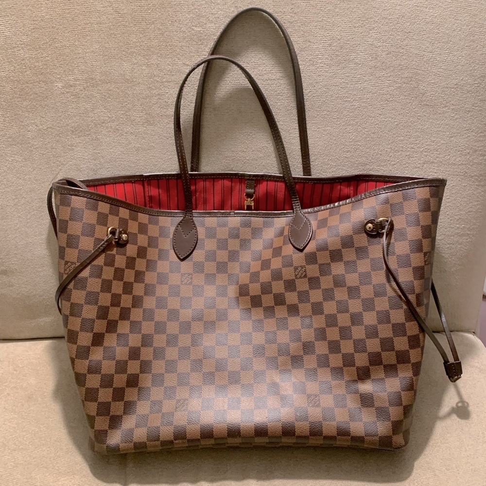 Louis Vuitton never full Brown/red tote